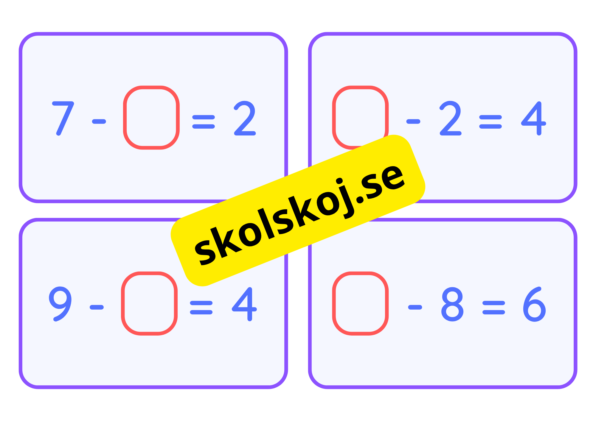 Addition och subtraktion - Flashkort