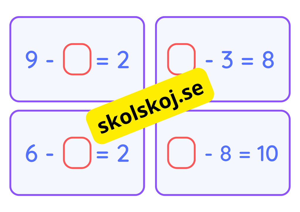 Addition och subtraktion - Flashkort