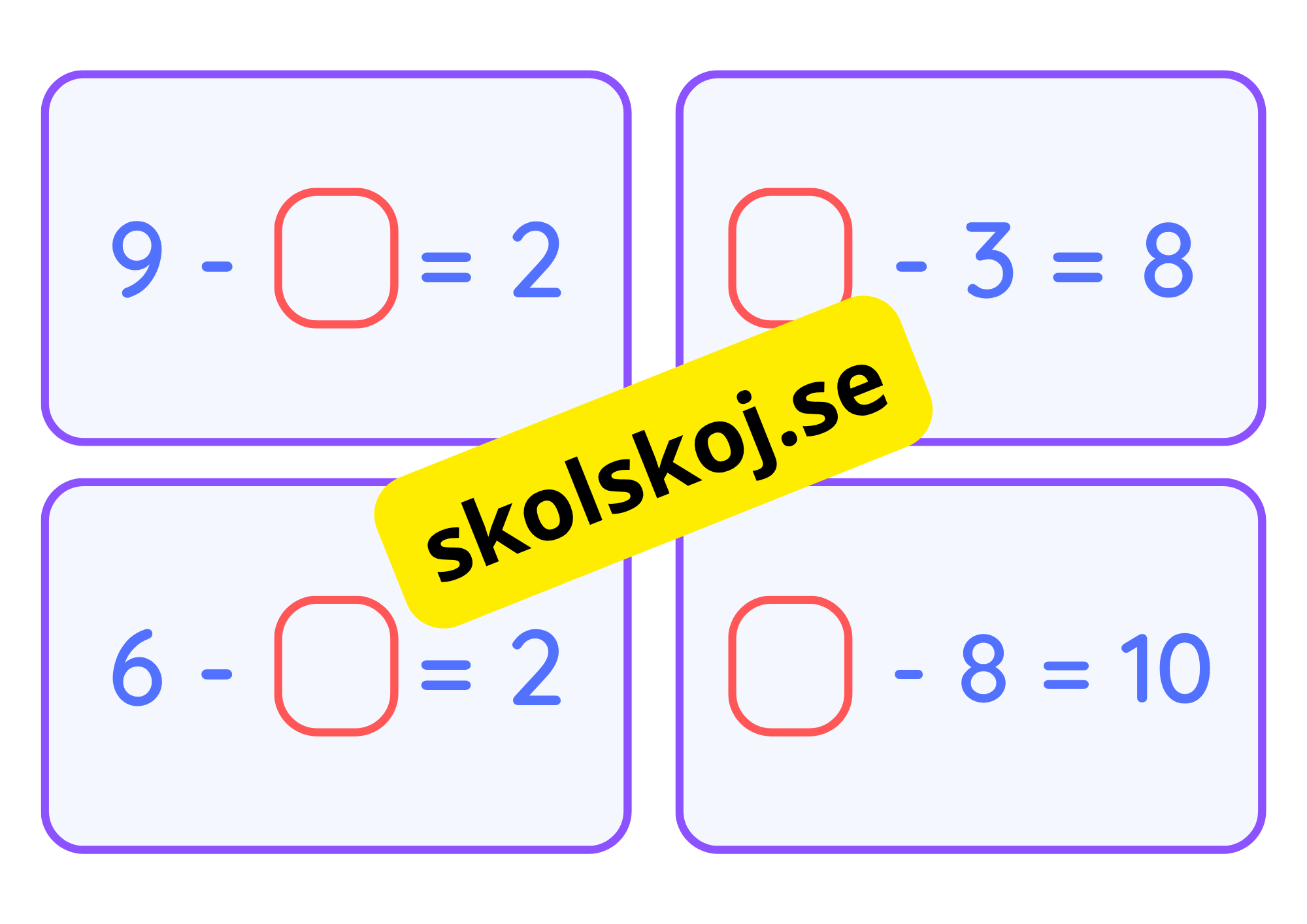 Addition och subtraktion - Flashkort