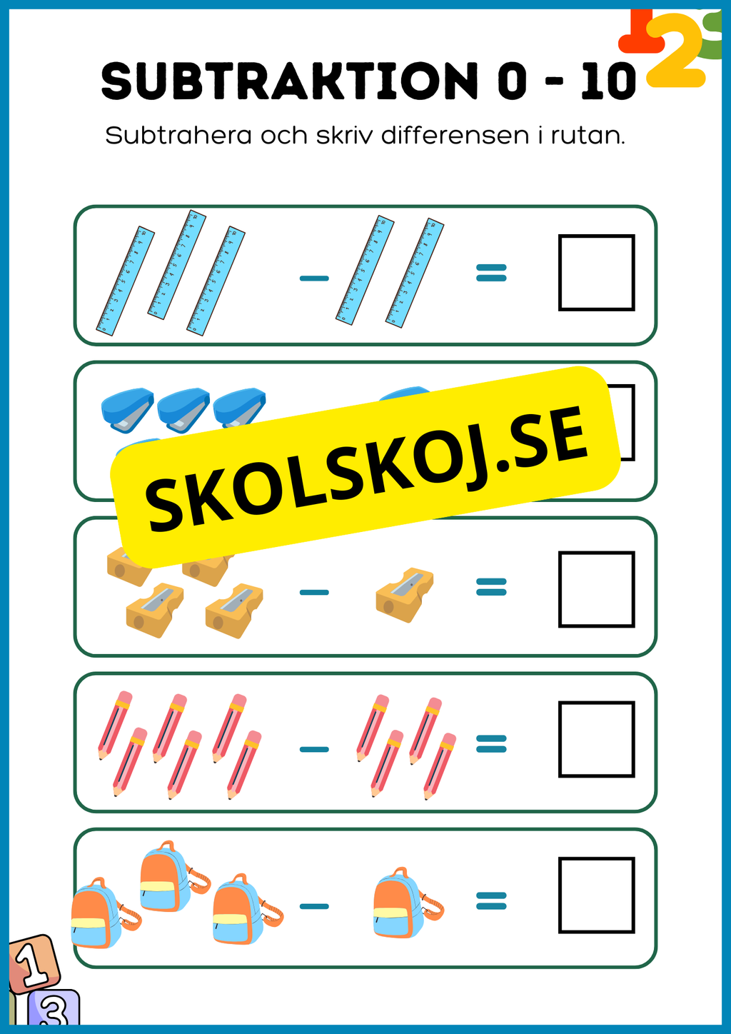 Addition och subtraktion 0 - 10