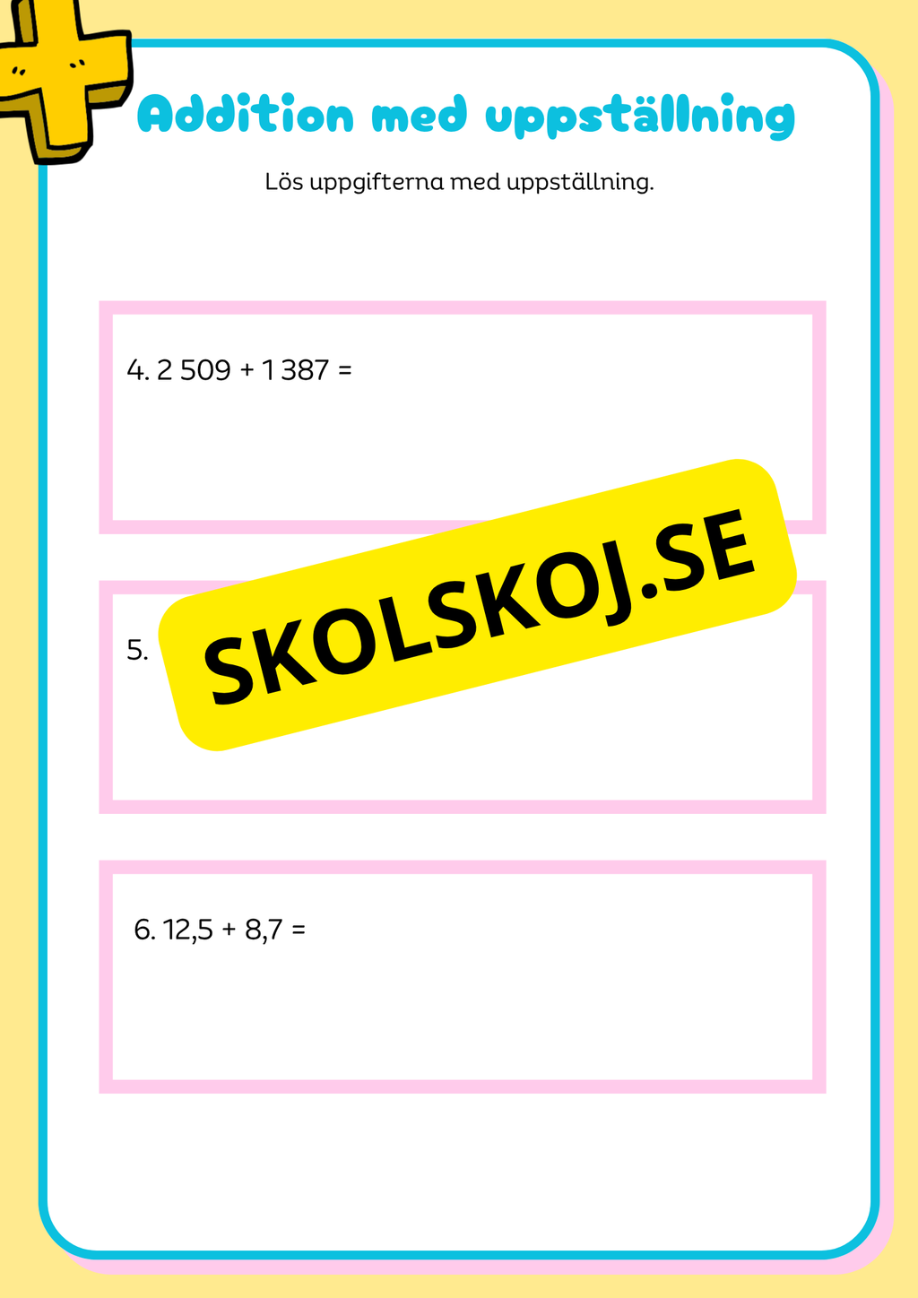 Problemlösning - Addition och subtraktion med uppställning