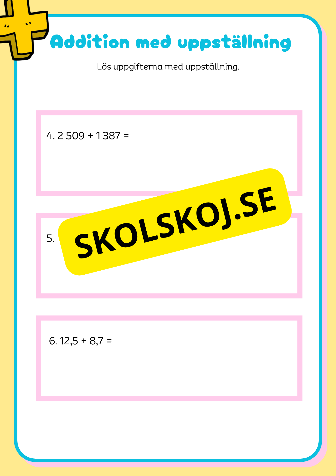 Problemlösning - Addition och subtraktion med uppställning