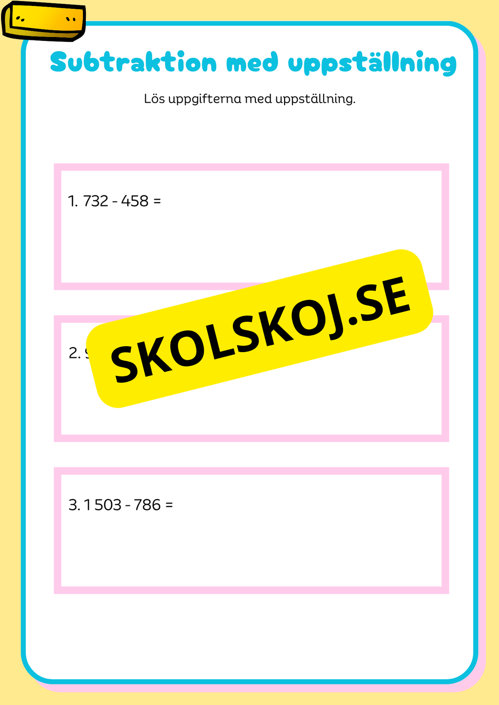Problemlösning - Addition och subtraktion med uppställning