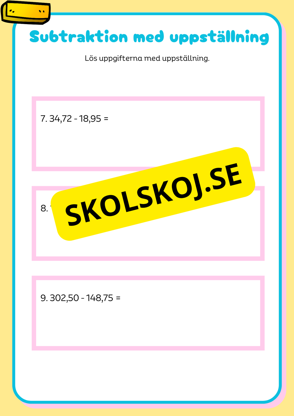 Problemlösning - Addition och subtraktion med uppställning
