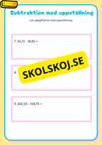 Problemlösning - Addition och subtraktion med uppställning