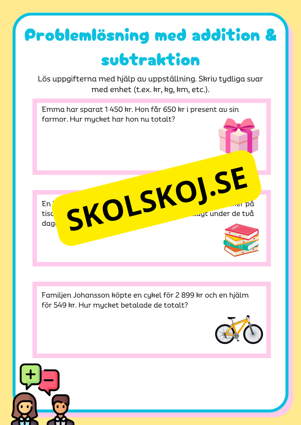 Problemlösning - Addition och subtraktion med uppställning
