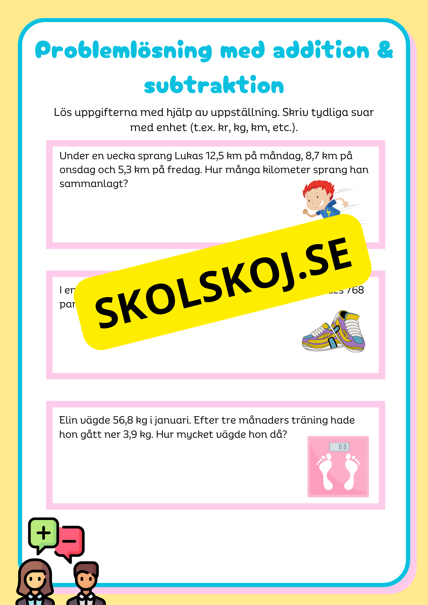 Problemlösning - Addition och subtraktion med uppställning