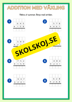 Addition och subtraktion med växling uppställning