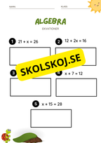 Algebra ekvationer - Årskurs 4 - 6