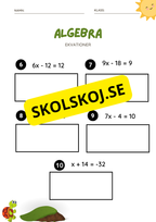 Algebra ekvationer - Årskurs 4 - 6