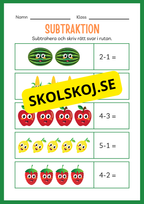 Arbetsbok subtraktion - Förskoleklass - Årskurs 3 (20 sidor)