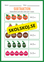 Arbetsbok subtraktion - Förskoleklass - Årskurs 3 (20 sidor)