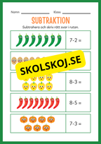 Arbetsbok subtraktion - Förskoleklass - Årskurs 3 (20 sidor)