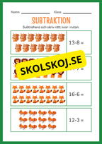Arbetsbok subtraktion - Förskoleklass - Årskurs 3 (20 sidor)