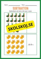 Arbetsbok subtraktion - Förskoleklass - Årskurs 3 (20 sidor)