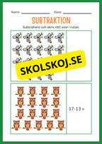 Arbetsbok subtraktion - Förskoleklass - Årskurs 3 (20 sidor)