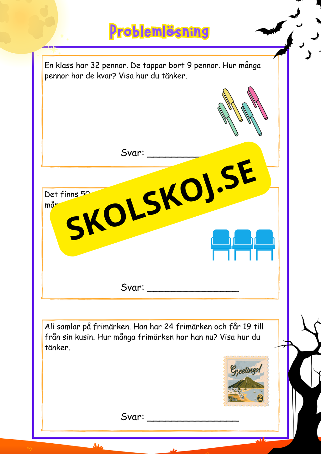 Årskurs 3 - Problemlösning - Addition och subtraktion