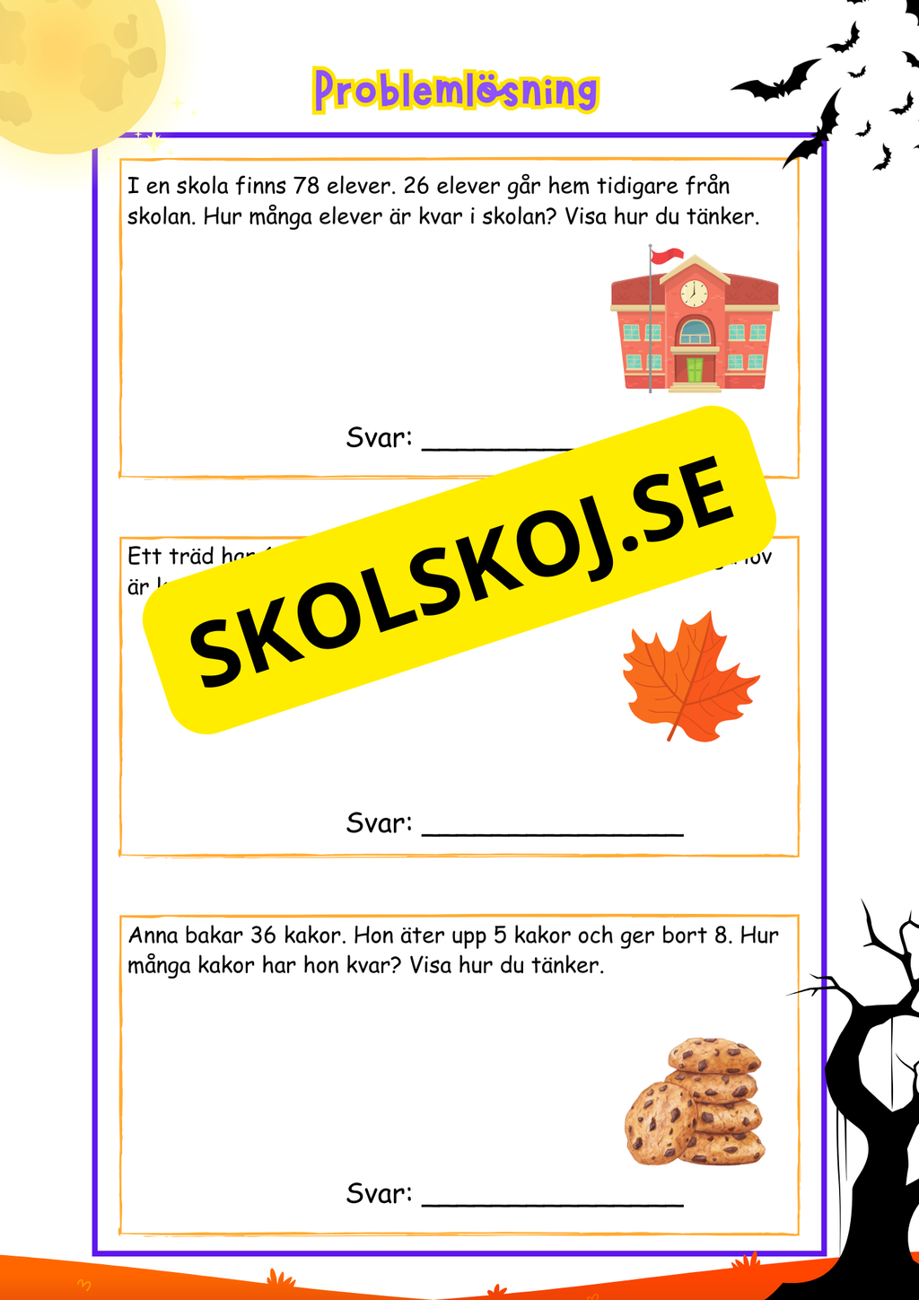 Årskurs 3 - Problemlösning - Addition och subtraktion
