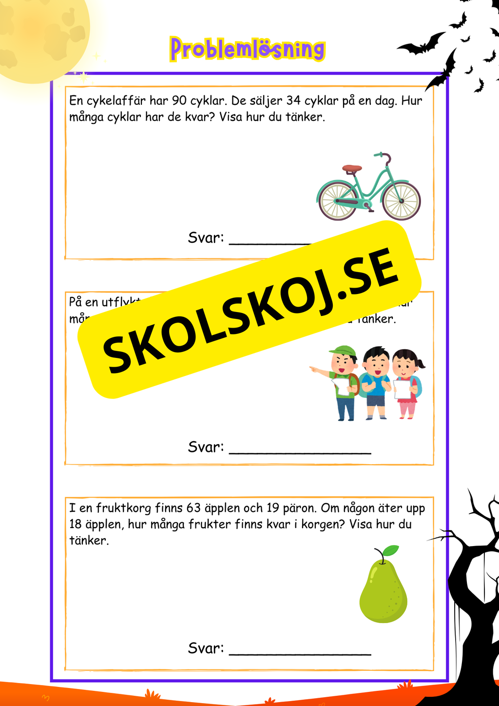 Årskurs 3 - Problemlösning - Addition och subtraktion