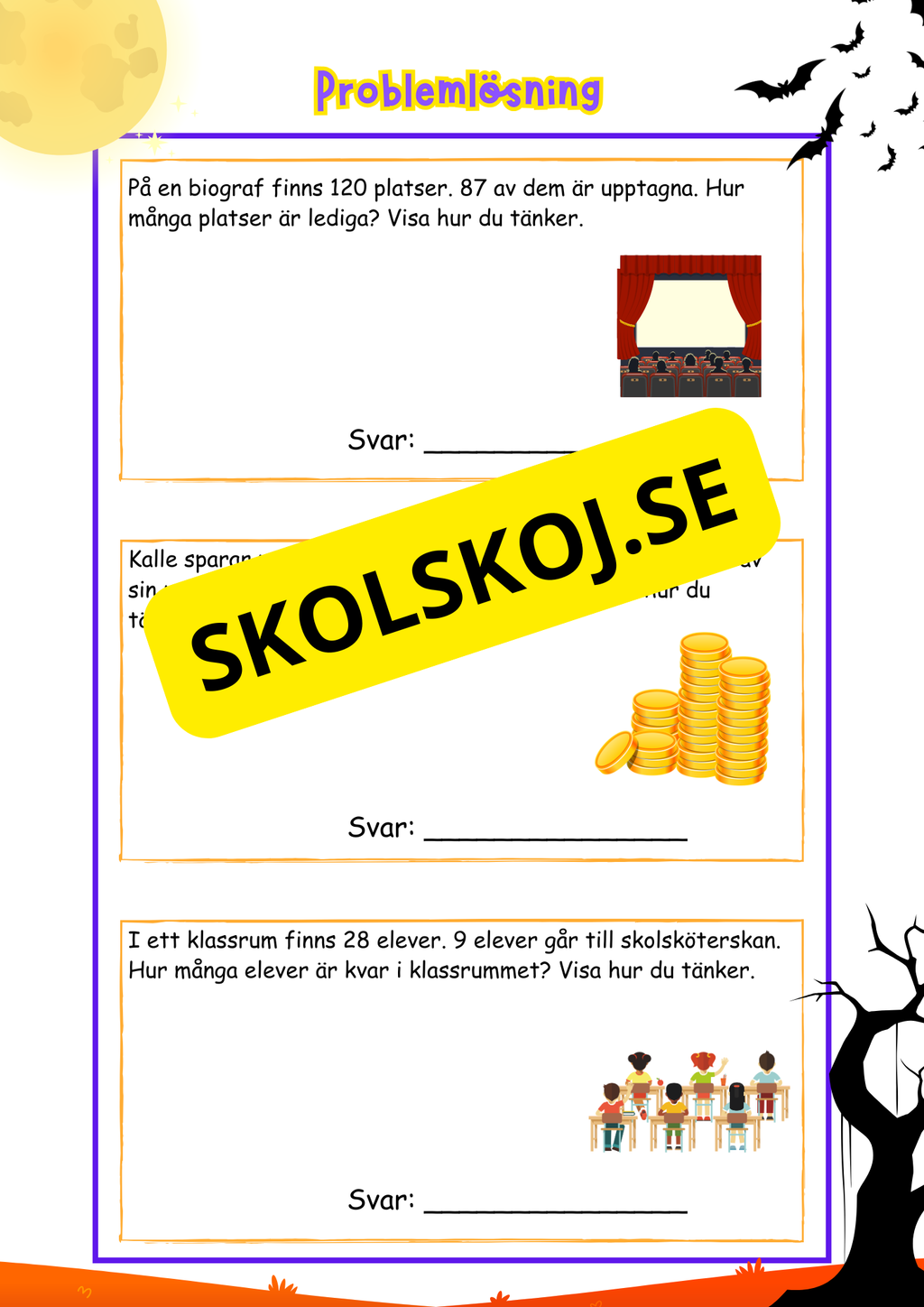 Årskurs 3 - Problemlösning - Addition och subtraktion