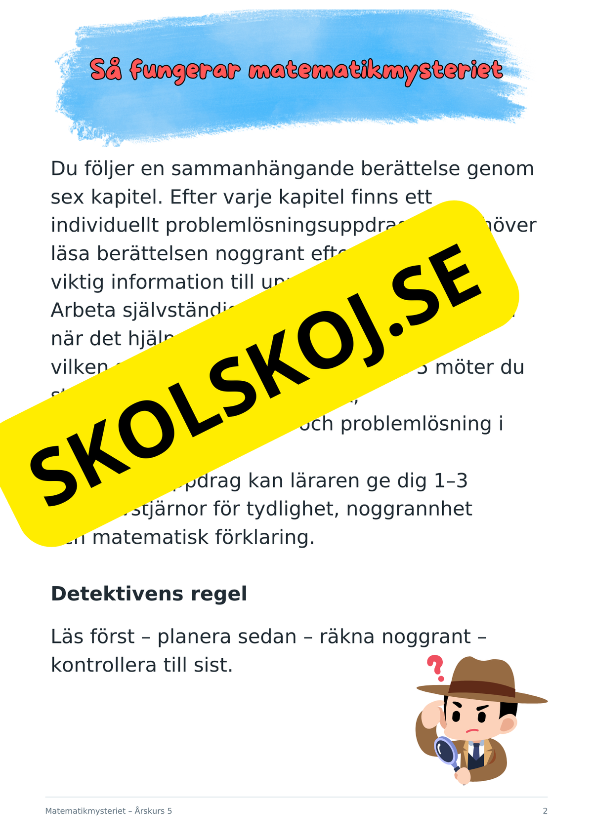 Matematikmysteriet – Problemlösning för årskurs 5