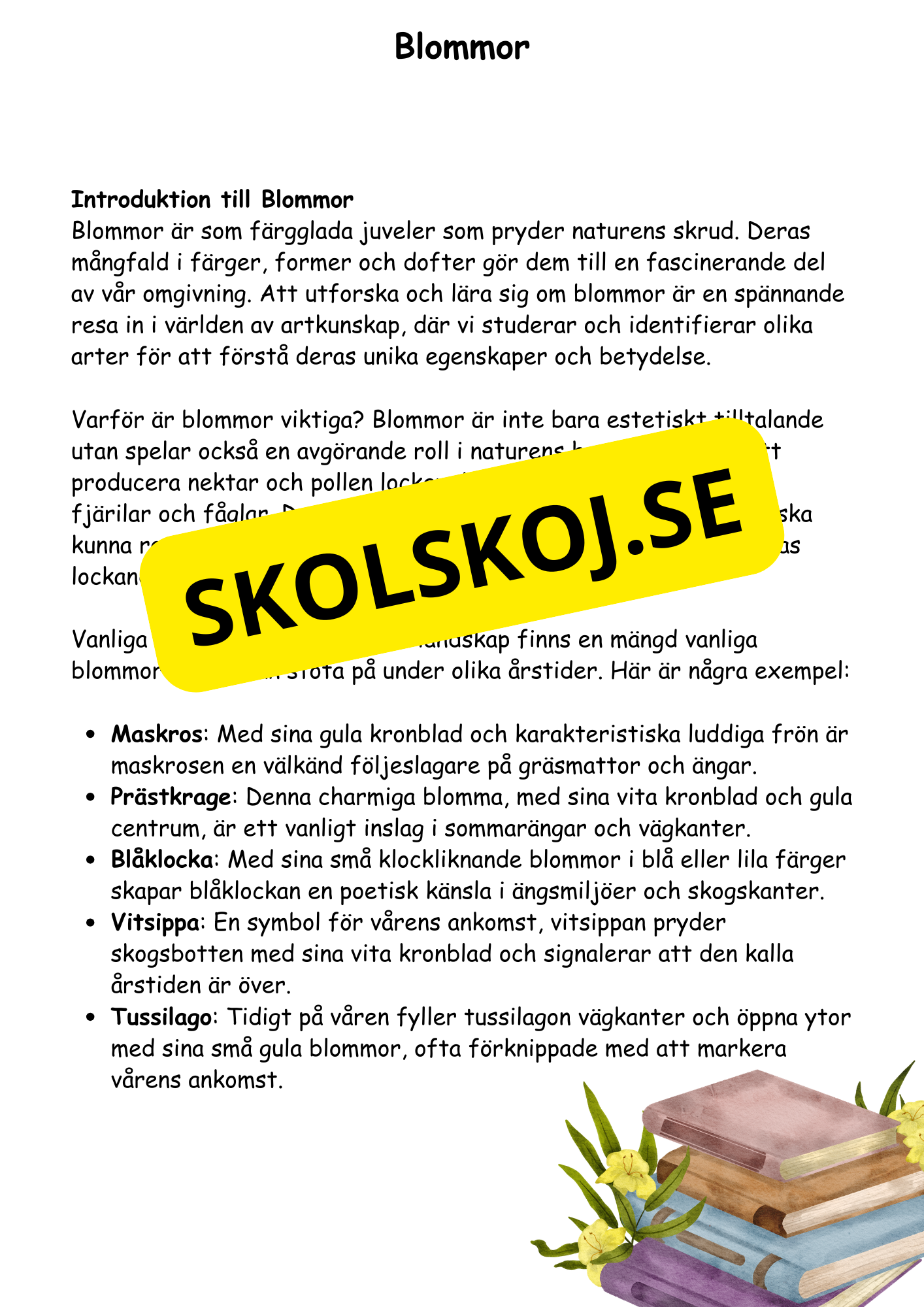 Artkunskap - Blommor - Åk 4 - 6