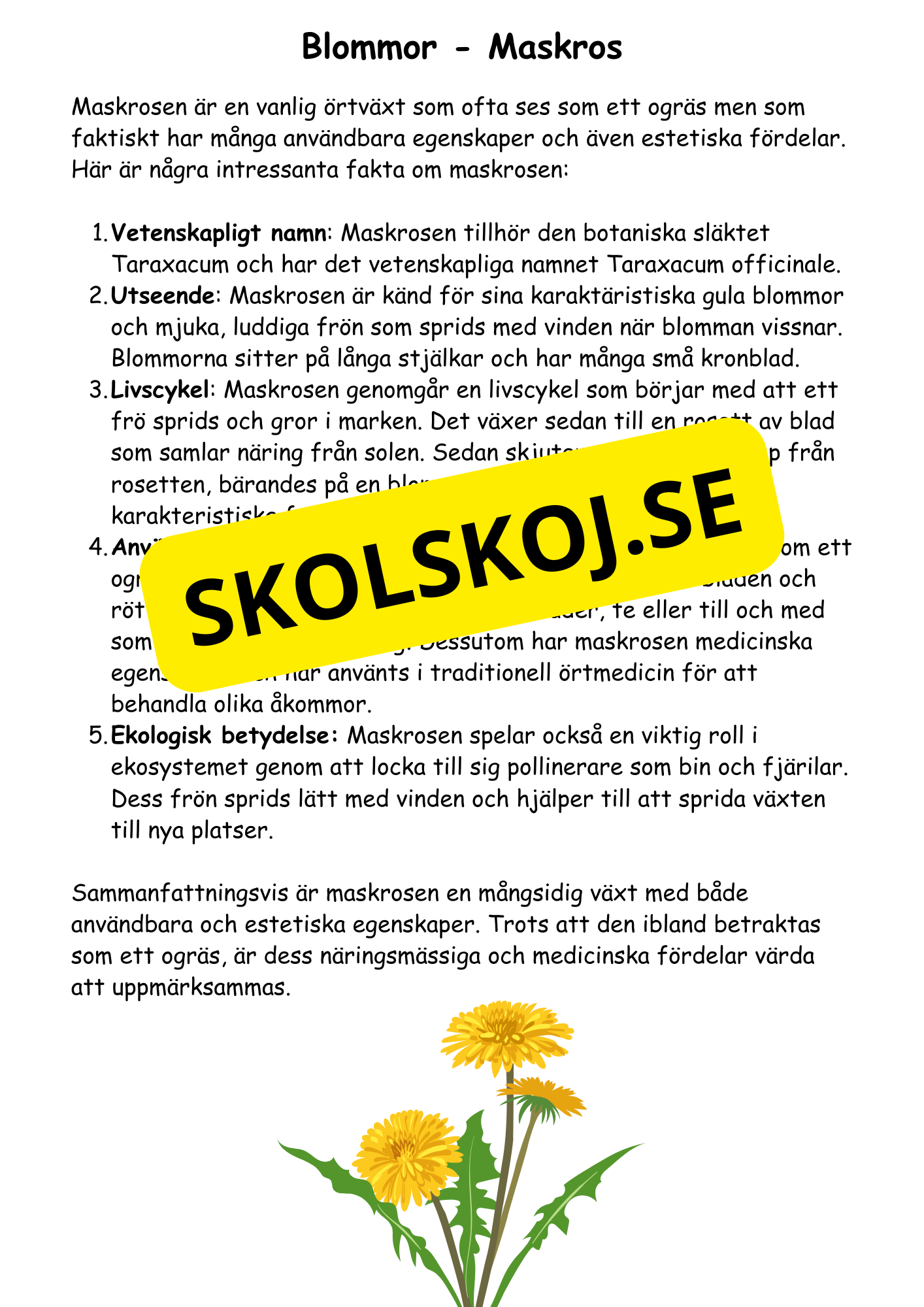 Artkunskap - Blommor - Åk 4 - 6