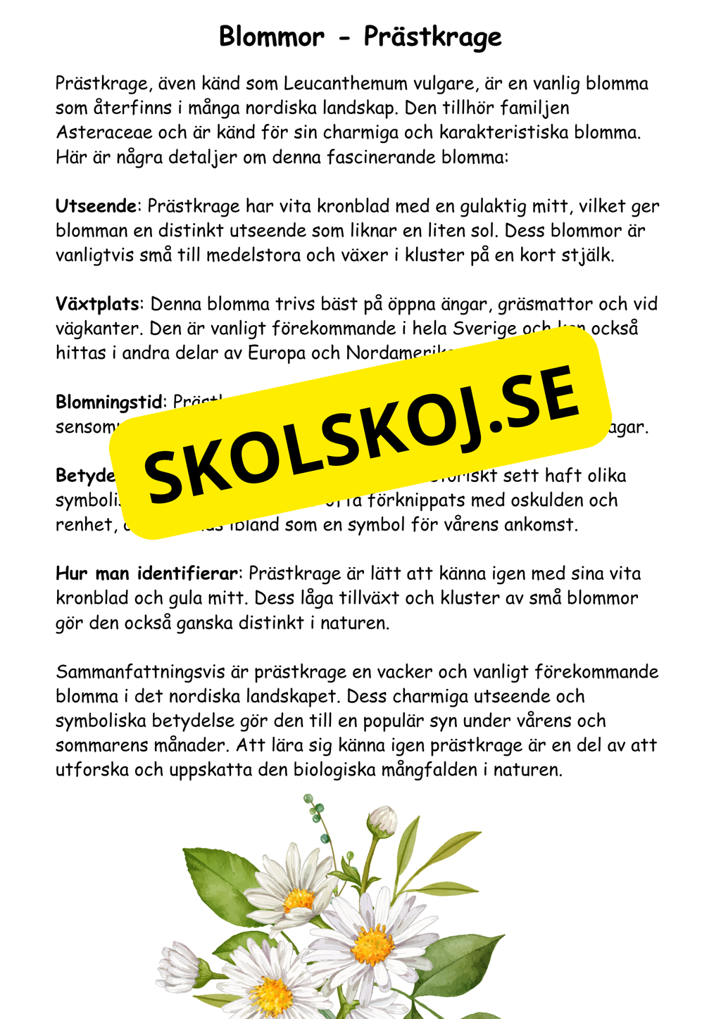 Artkunskap - Blommor - Åk 4 - 6