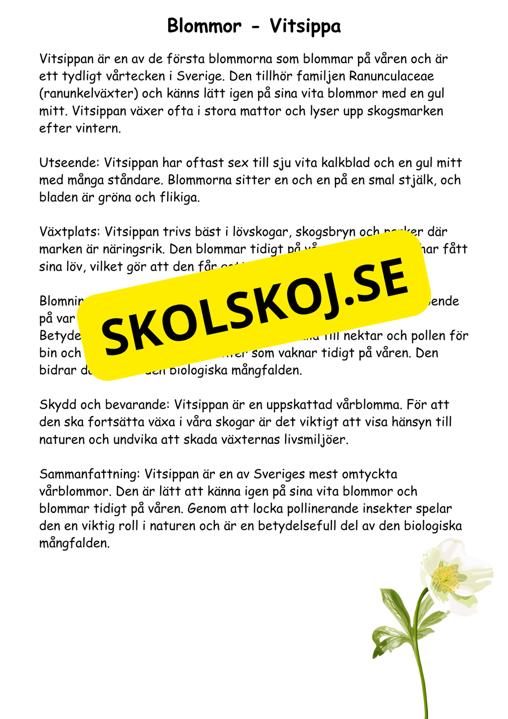 Artkunskap - Blommor - Åk 4 - 6