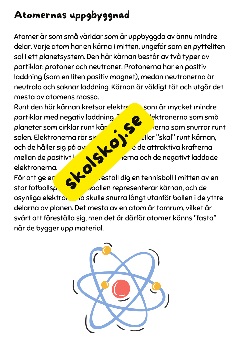 Atomer - Ämnens former och hur de förändras - Årskurs 4 - 6
