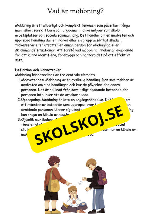 Att förstå och motverka mobbning (43 sidor)