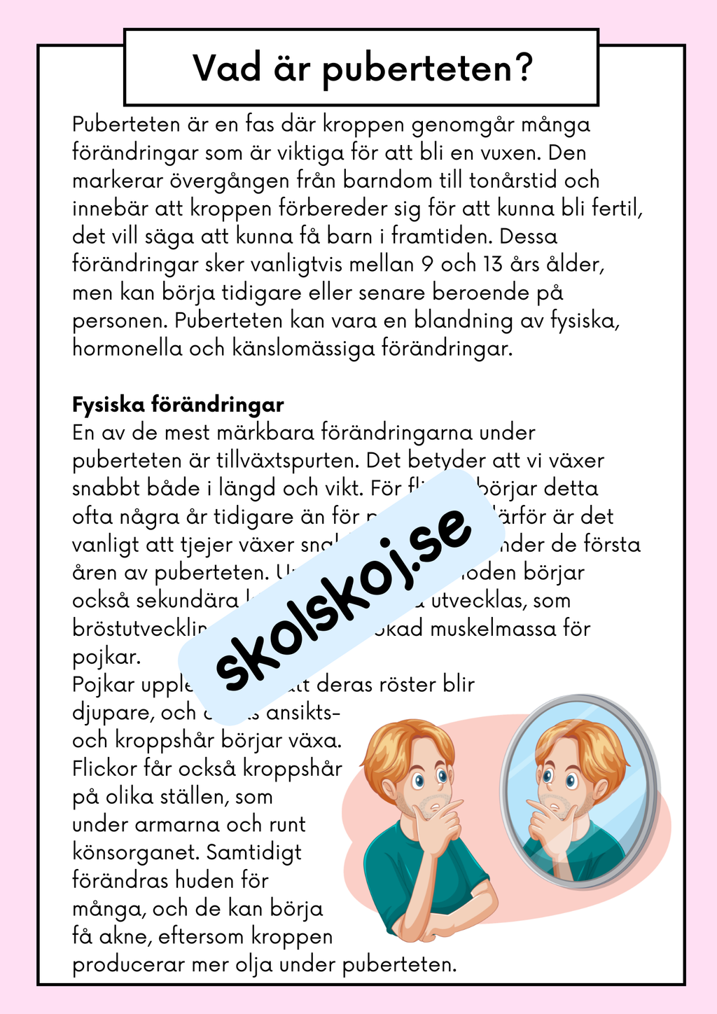 Att förstå puberteten - Relationer och identitet - Årskurs 7 - 9