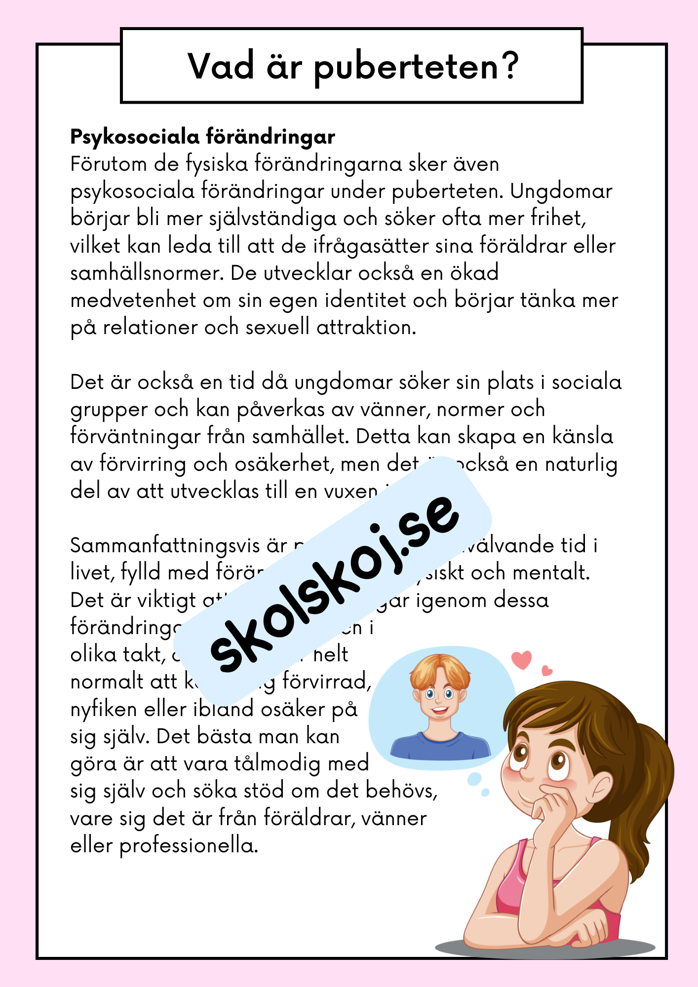 Att förstå puberteten - Relationer och identitet - Årskurs 7 - 9