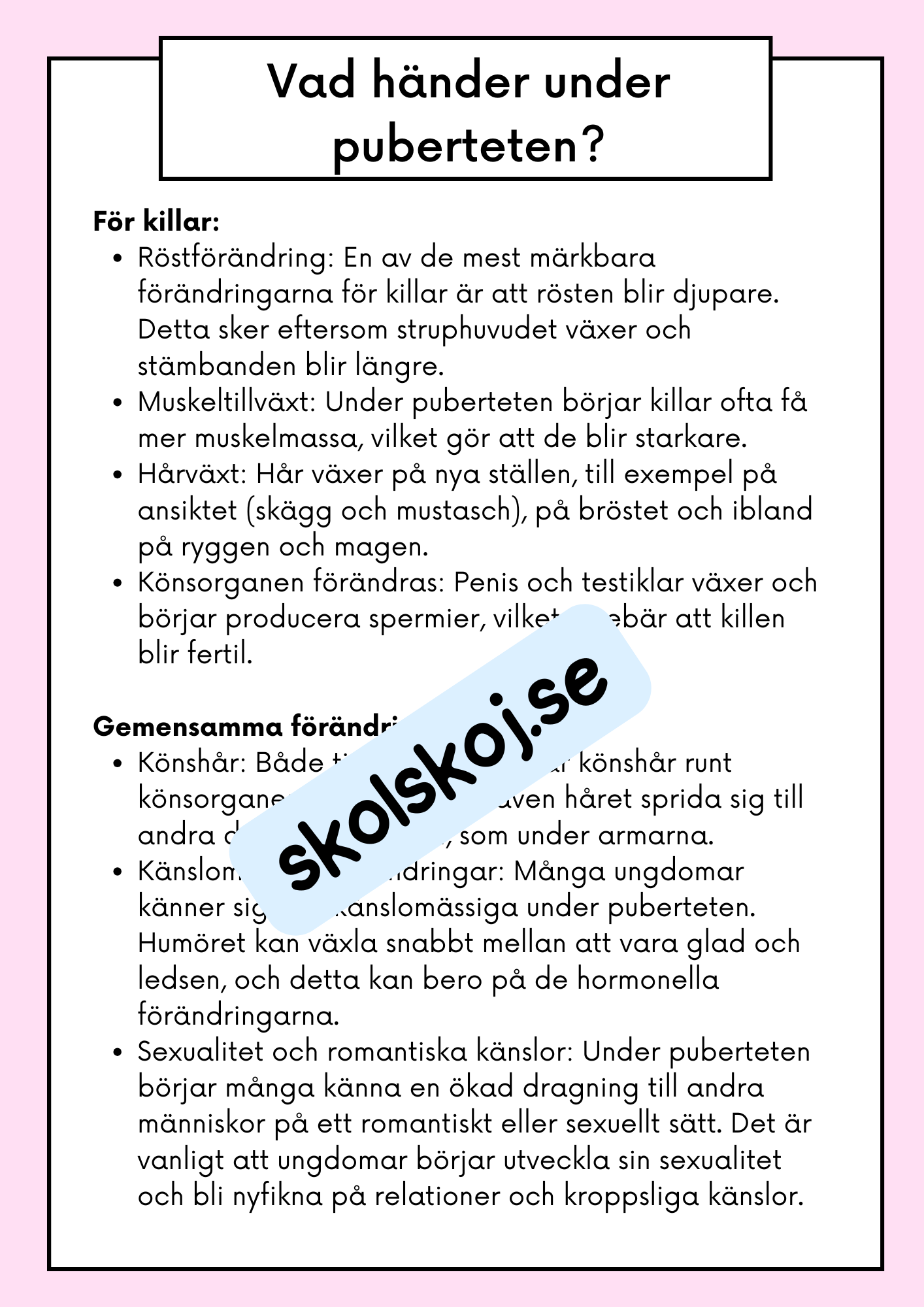 Att förstå puberteten - Relationer och identitet - Årskurs 7 - 9