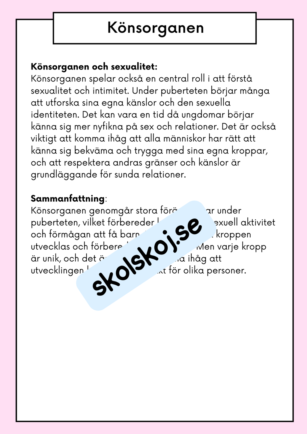 Att förstå puberteten - Relationer och identitet - Årskurs 7 - 9