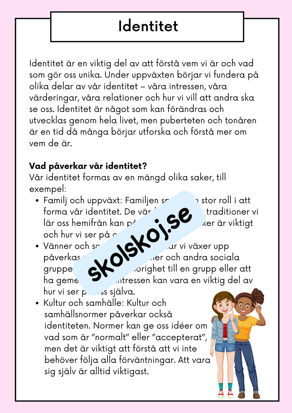 Att förstå puberteten - Relationer och identitet - Årskurs 7 - 9