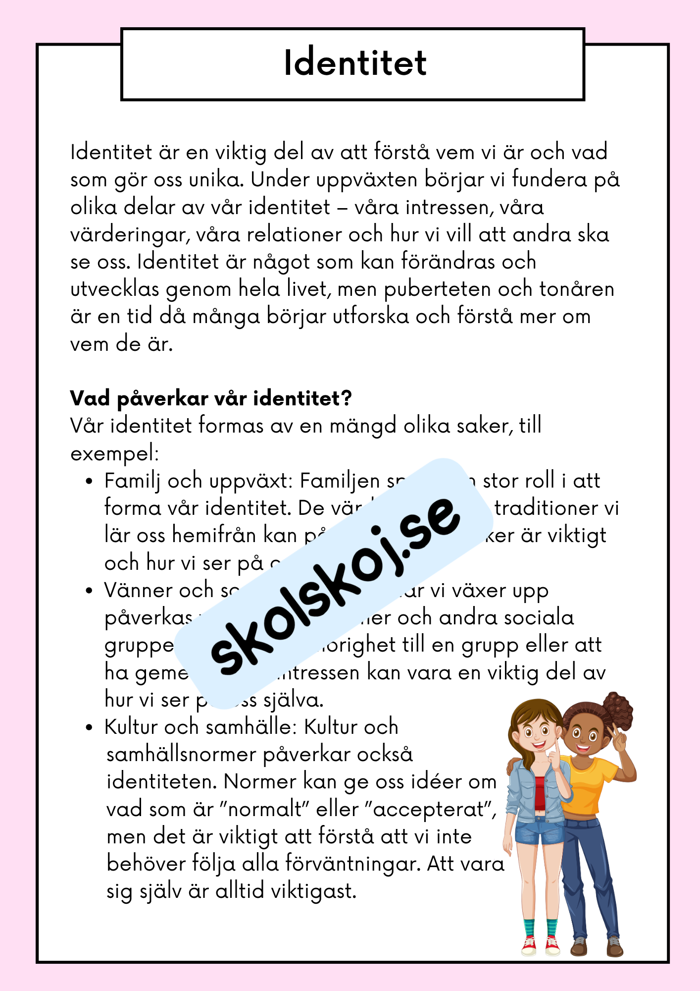 Att förstå puberteten - Relationer och identitet - Årskurs 7 - 9