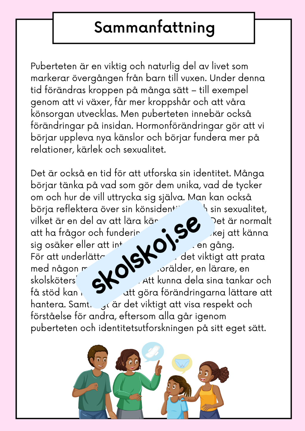 Att förstå puberteten - Relationer och identitet - Årskurs 7 - 9