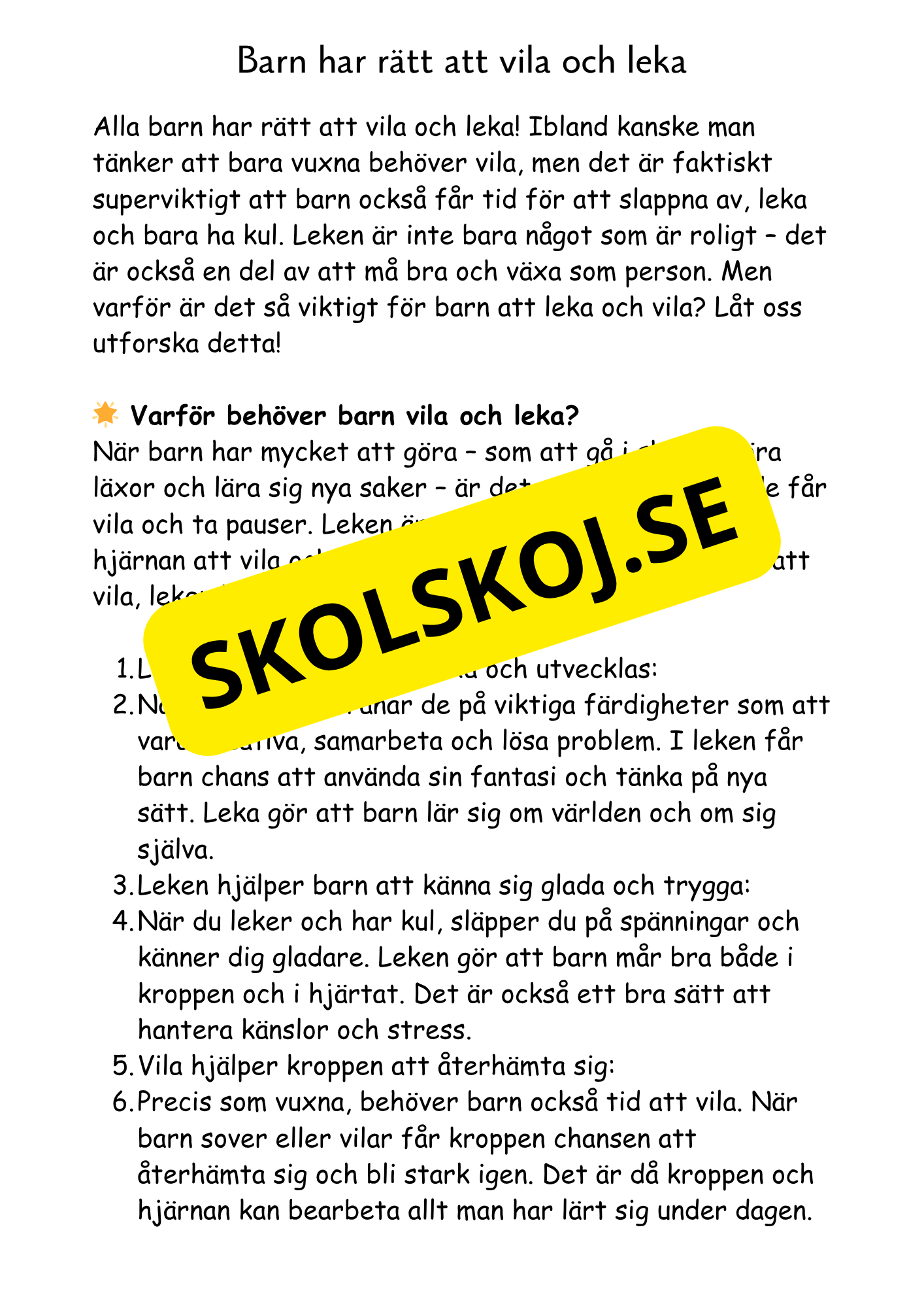 Barnkonventionen - Dina rättigheter på ett enkelt sätt