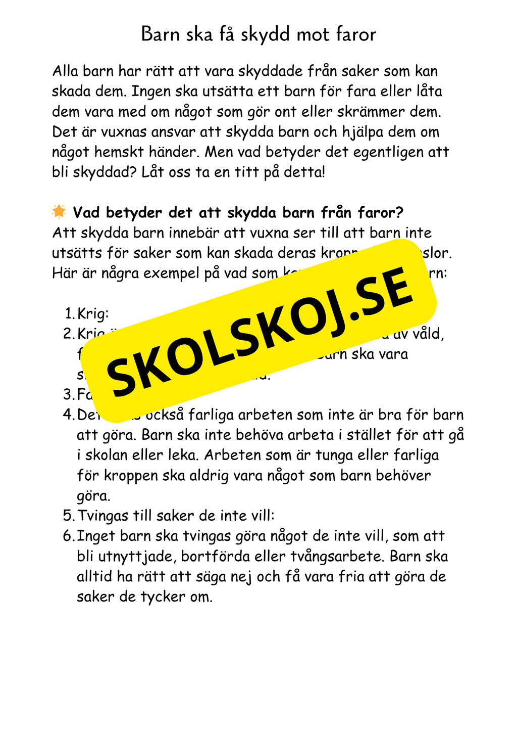 Barnkonventionen - Dina rättigheter på ett enkelt sätt