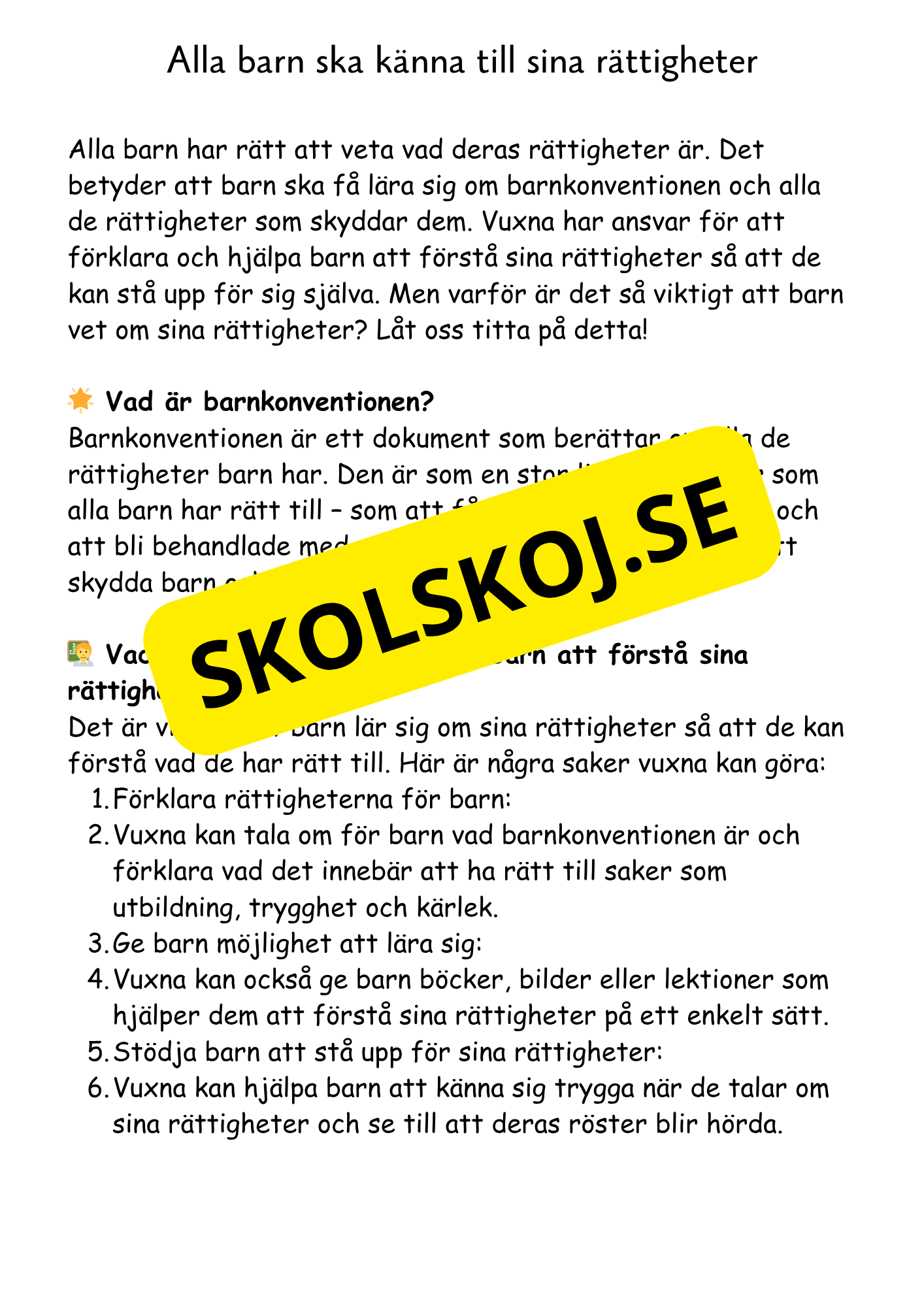 Barnkonventionen - Dina rättigheter på ett enkelt sätt