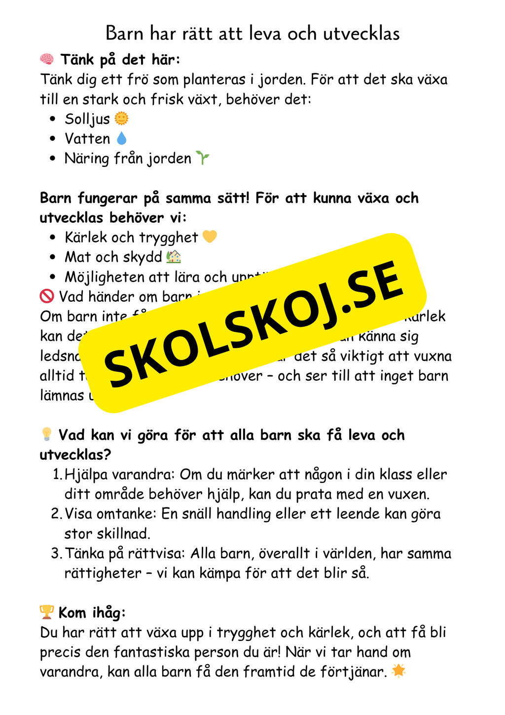 Barnkonventionen - Dina rättigheter på ett enkelt sätt