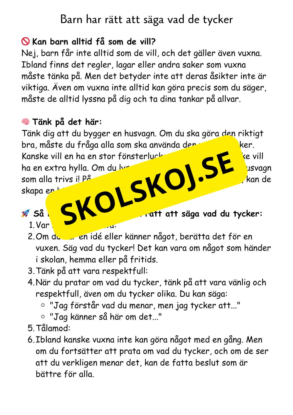 Barnkonventionen - Dina rättigheter på ett enkelt sätt