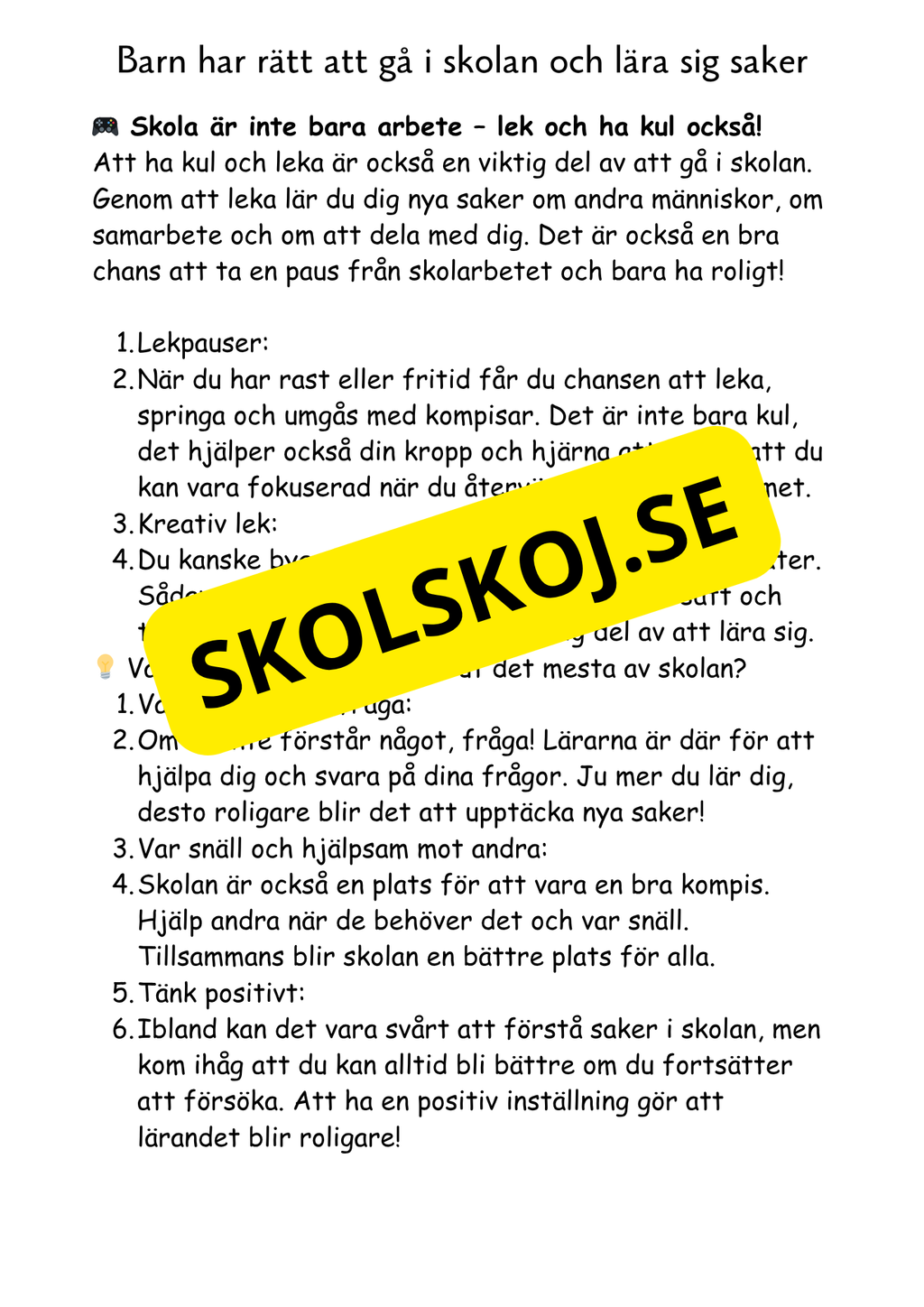 Barnkonventionen - Dina rättigheter på ett enkelt sätt