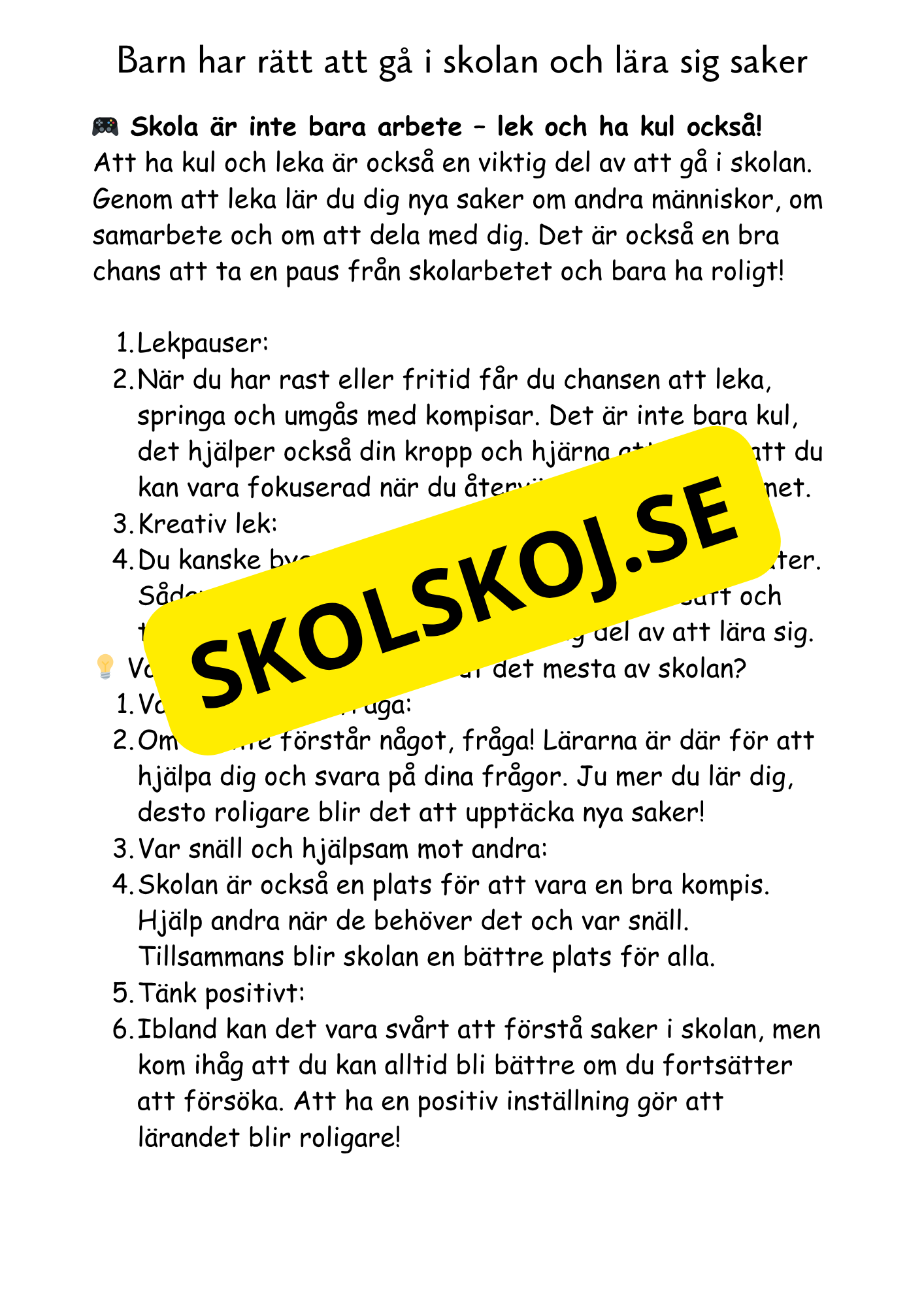 Barnkonventionen - Dina rättigheter på ett enkelt sätt