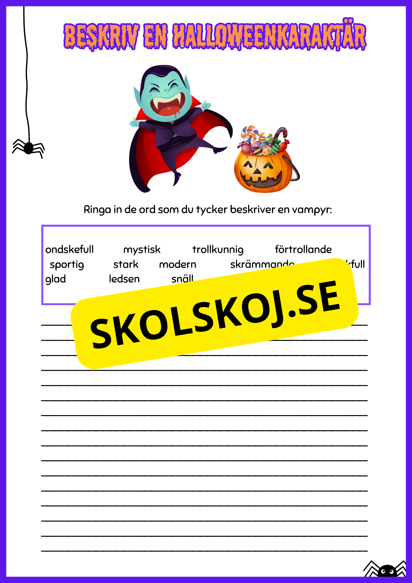 Beskriv en halloweenkaraktär