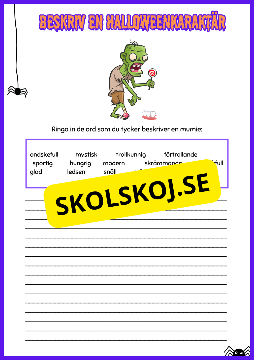 Beskriv en halloweenkaraktär