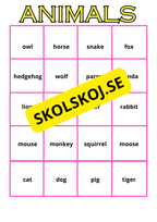 Bingo animals engelska