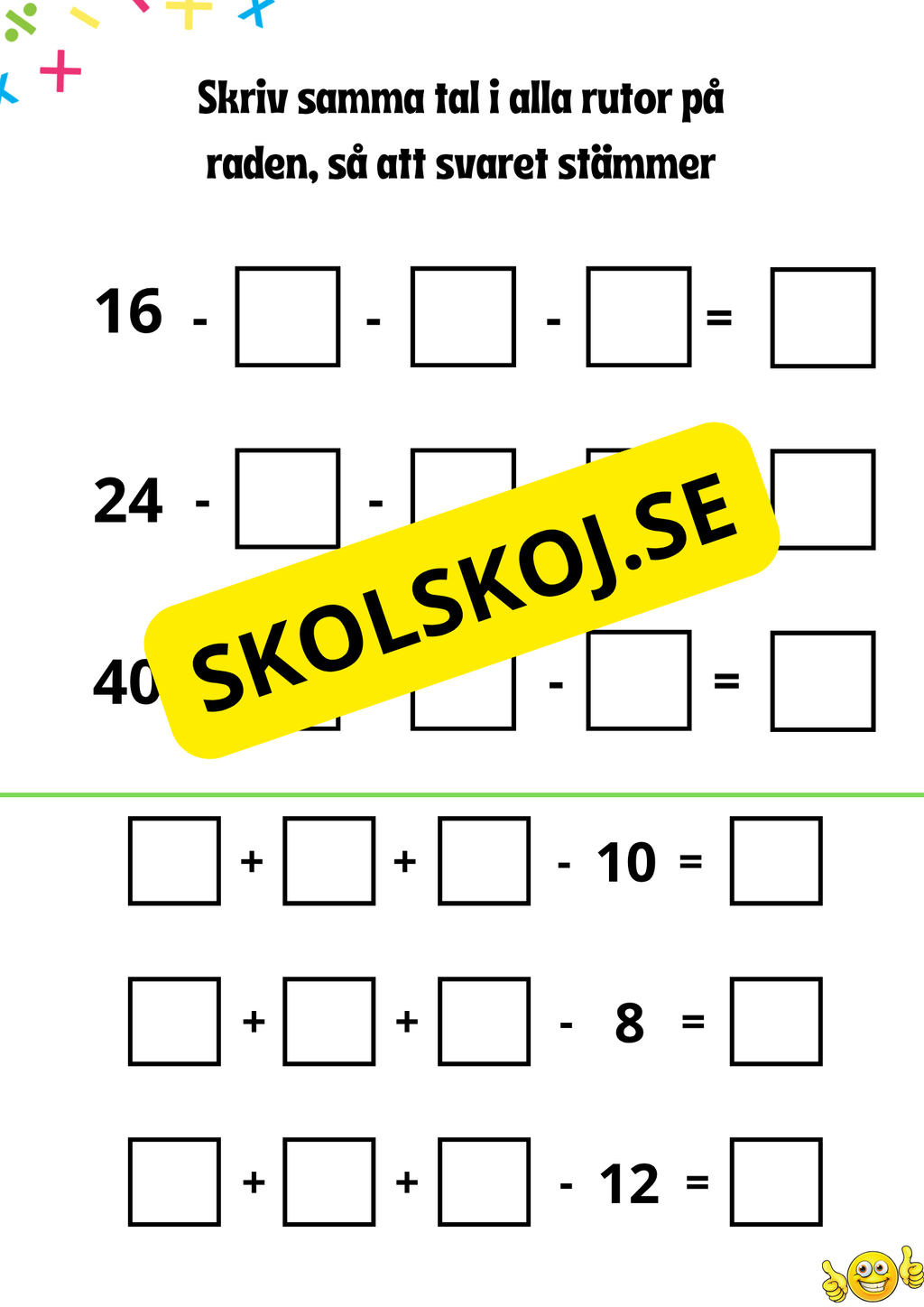 Blandade uppgifter åk 1 - 2