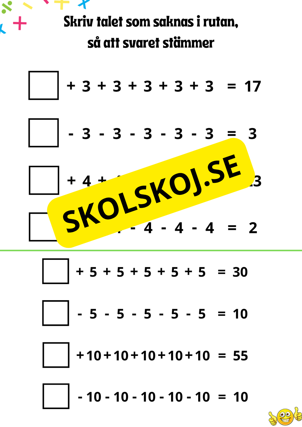 Blandade uppgifter åk 1 - 2